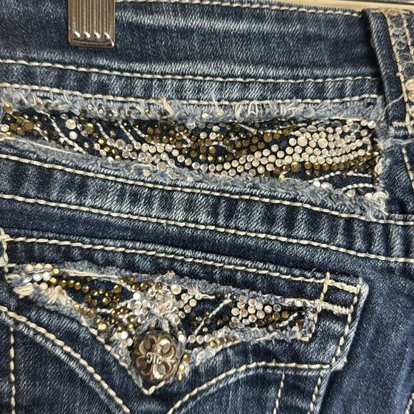 Miss Me ladies bootcut denim jeans with studded bling gem pockets size 27 - Picture 15 of 15